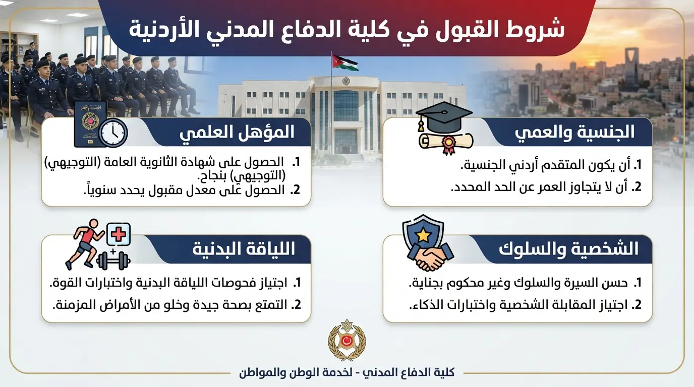 شروط قبول كلية الدفاع المدني في الأردن